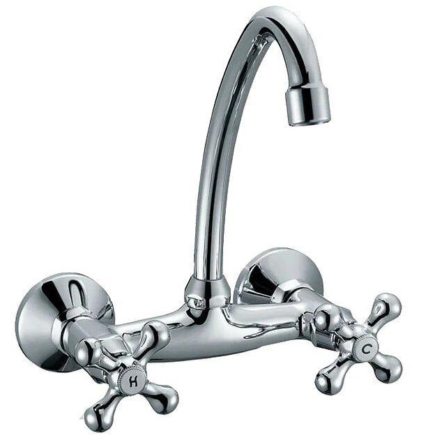 Смеситель для мойки двуручный настенный "Juguni" фото 1