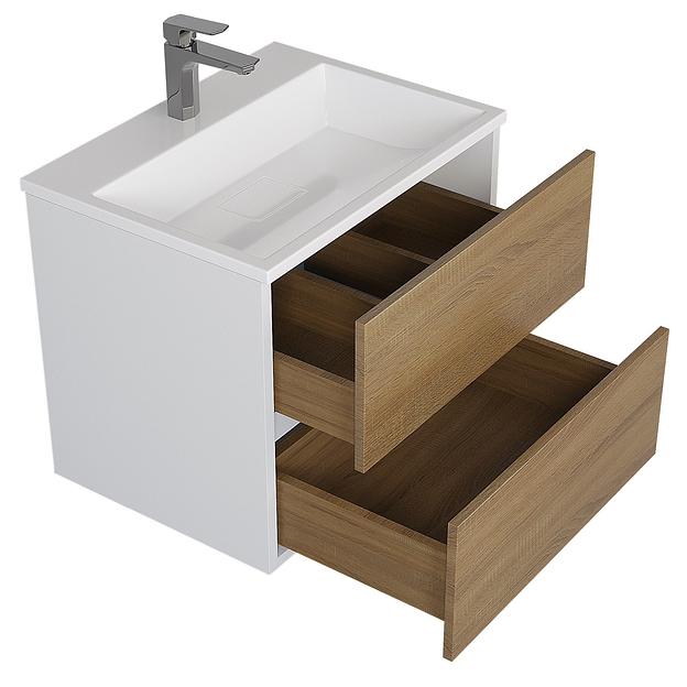 Тумба под раковину для ванной Uperwood Barsa 60 см, подвесная, белая/дуб сонома фото 7