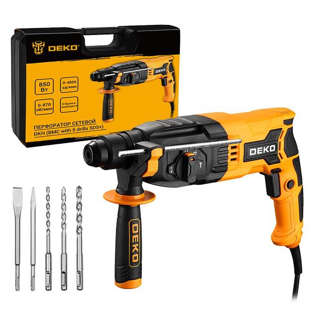 Перфоратор сетевой DKH в кейсе с набором из 5 буров SDS+, 850Вт фото 1