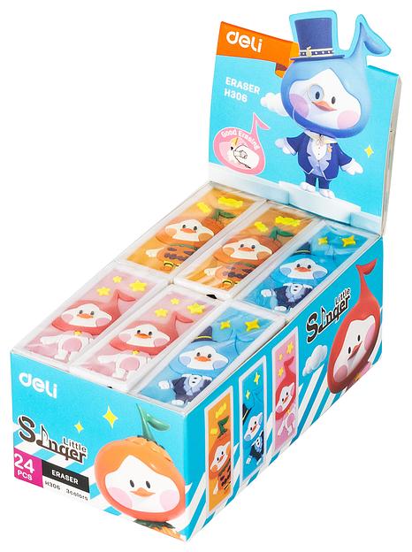 Ластик Deli EH306 Little Sinnger 54х20х10мм ПВХ ассорти (1шт) фото 1