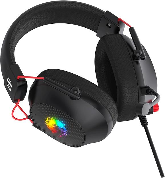 Наушники с микрофоном Оклик HS-L305G черный/красный 2м мониторные оголовье (2060511) фото 8