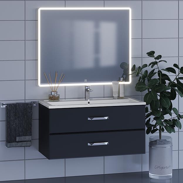 Тумба под раковину для ванной Uperwood Foster 100 см, подвесная, черная фото 3