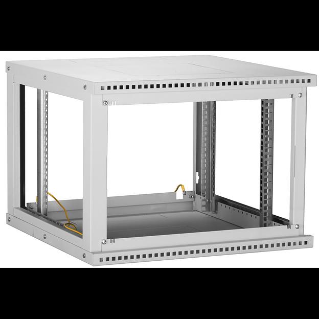 Настенный разборный шкаф TLK 19", 9U, стеклянная дверь, Ш600хВ436хГ600мм, 2 пары монтажных направляющих, серый фото 2