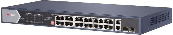 Неуправляемый 20 RJ45 1000M PoE с грозозащитой 6кВ; 2 RJ45 1000M Ethernet 4 1000M порт поддерживает HiPoE 60Вт2 1000М SFP порта; бюджет PoE 370Вт; таблица MAC адресов на 8000 записей; пропускная способность 56Гб/с; 100240 VAC мас.6.5A; 0 C...+40C Hikvisi фото 1