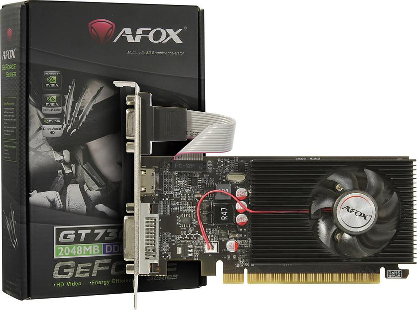 Видеокарта AFOX NVIDIA GeForce GT730, 2Гб GDDR3, 128 бит, LP, Retail (AF730-2048D3L5) фото 1