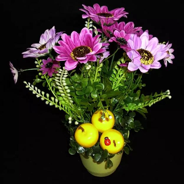 Букет искусственных роз в горшке 521 фото 2