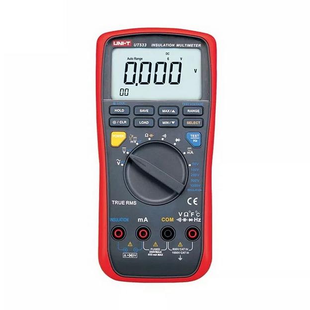 Измерители сопротивления UNI-T Измеритель сопротивления изоляции UT533, ручной до 2ГОм, до 1000В фото 1