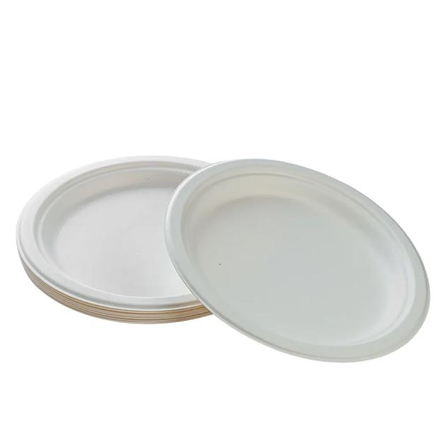 Тарелка круглая одноразовая ЭкоПак из древесной целлюлозы (биоразлагаемая) 210 мм для холодных и горячих блюд, белый 25 шт фото 2