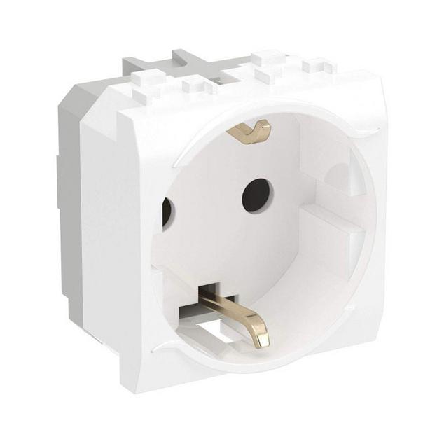 Dkc 76482B Электрическая розетка с заземлением, со шторками, белая, 2мод. фото 2