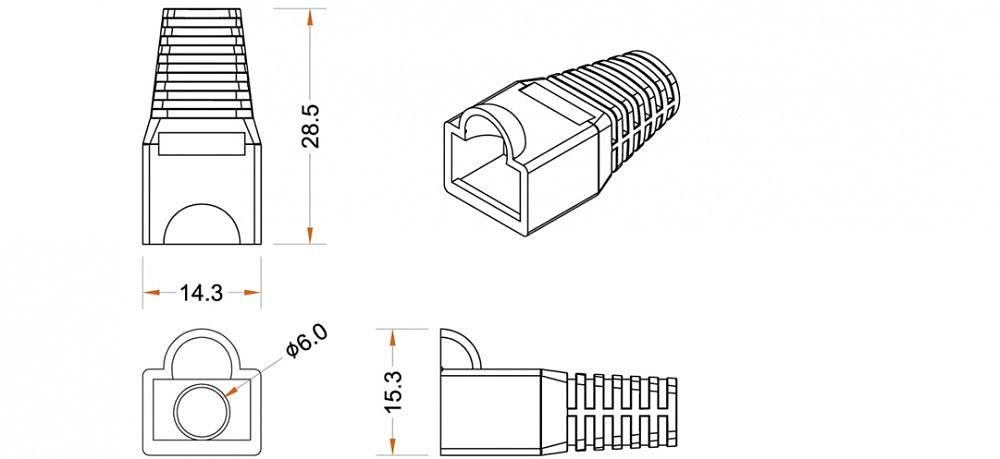Hyperline BOOT-BK-10 Изолирующий колпачок для Разъемов RJ-45, черный (10 шт.) фото 2