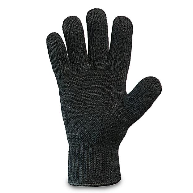 Двойные полушерстяные перчатки 7,5 класс вязки (50% шерсть, 50% акрил) чёрный фото 3