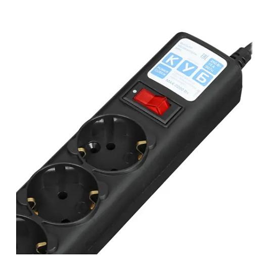 Сетевой фильтр PowerCube Ф-удлинитель, PC 3м, 5р, черн.граф. 10А, UPS(C14), SPG5-B3 (SPG5-B3) фото 2