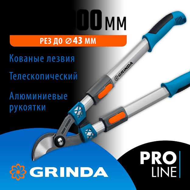 GRINDA F-900T, 650 - 900 мм, кованые лезвия, алюминиевые ручки, телескопический, плоскостной сучкорез, PROLine (424510) фото 2