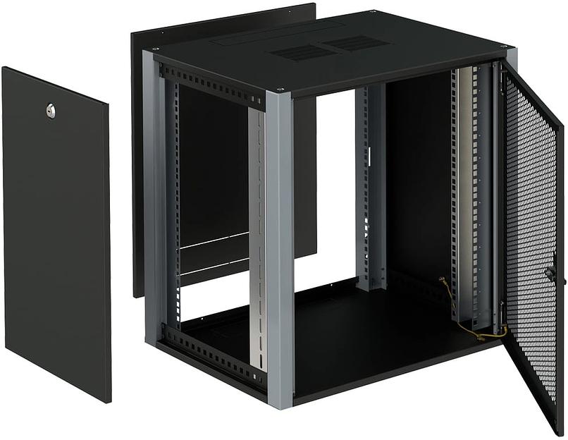 Шкаф коммутационный Sysmatrix (WP 6612.930 ) настенный 12U 600x600мм пер.дв.перфор. 2 бок.пан. 60кг серый 24кг IP20 фото 2