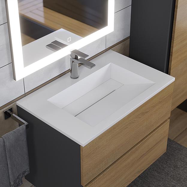 Раковина для ванной полувстраиваемая Uperwood Next 70 см, прямоугольная, белая фото 1