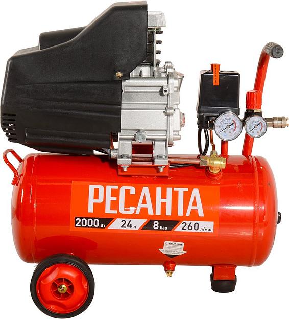 Компрессор поршневой Ресанта КП-24/260М масляный 260л/мин 24л 2000Вт красный/черный фото 4
