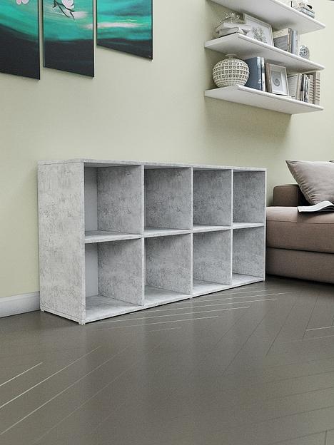 Стеллаж универсальный 8-секционный Wood&Stone «Малави» 320 цемент светлый 136×34.5×69.3 см фото 10