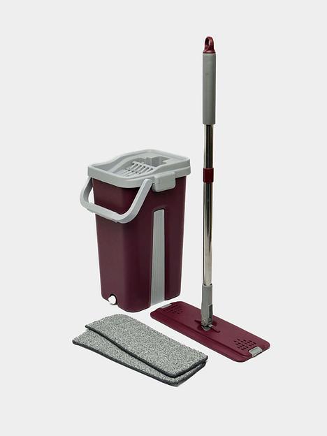 Комплект ведро 8 л с системой отжима и швабра с дополнительной насадкой CJ-008 синий, зелёный, бордовый фото 2