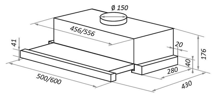 Вытяжка встраиваемая Maunfeld VS Fast 60 черный управление: кулисные переключатели (1 мотор) фото 4