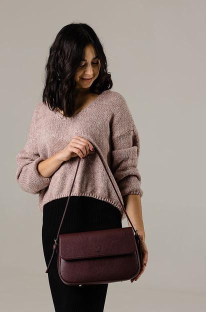 Женская сумка-багет тёмно-бордовая опт фото 3