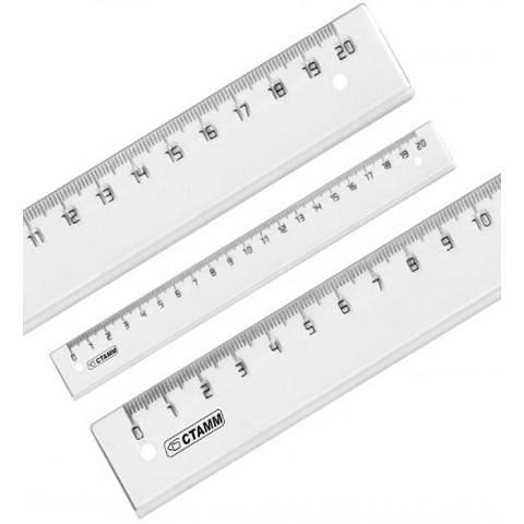 Линейка пластиковая, 20 см, прозрачный, СТАММ ЛН13 фото 1