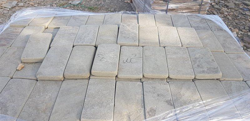 Камень песчаник серо-зелёный пиленный с четырёх сторон и галтованный, опт фото 7