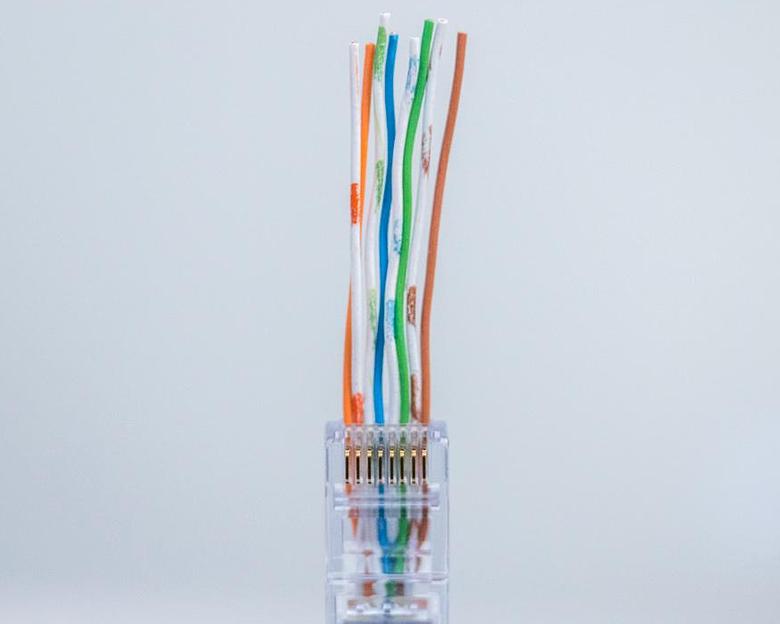 Коннектор сквозной (проходной)  RJ-45 (8P8C) Cat.5e, RIPO, покрытие 3мкд, универ. ножи (упк.20шт) фото 3