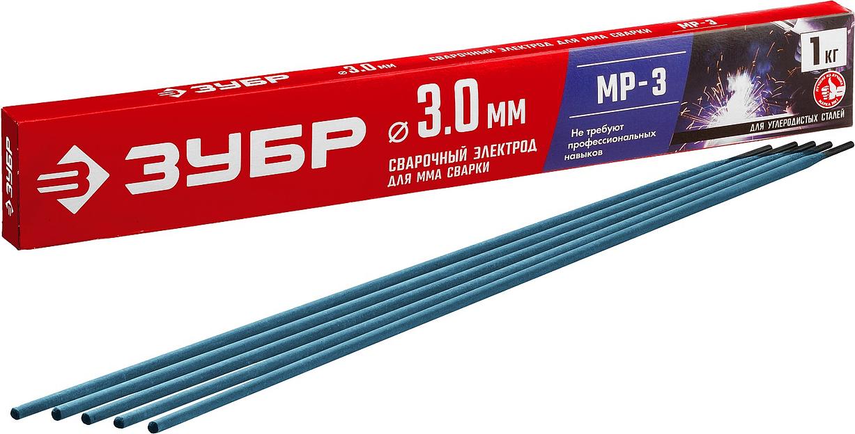 ЗУБР Д 3.0 х 350 мм, 1 кг в коробке, МР-3 рутиловый, электрод сварочный (40011-3.0) фото 1
