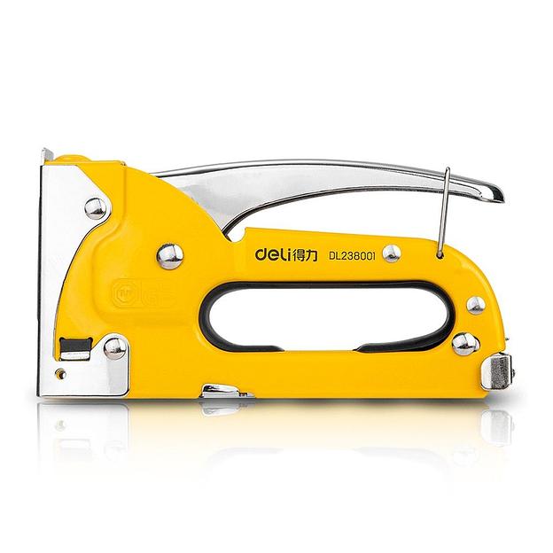 Степлеры, пистолеты, заклепочники Deli Мебельный степлер Deli DL238001 Для скоб 4-8мм D-типа. Полностью стальная конструкция фото 1