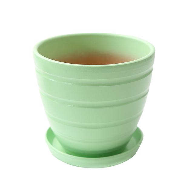 Керамический горшок с подставкой, 2,4л., Д175 Ш175 В160, зеленый фото 1