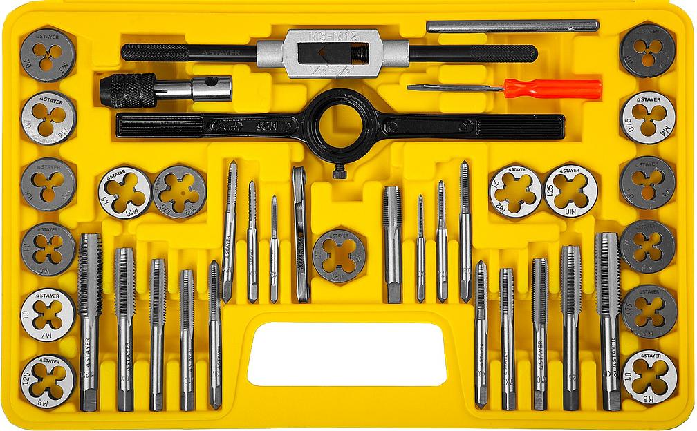 STAYER MaXCut, 40 предметов, инструментальная сталь, набор метчиков и плашек (2805-H40) фото 1