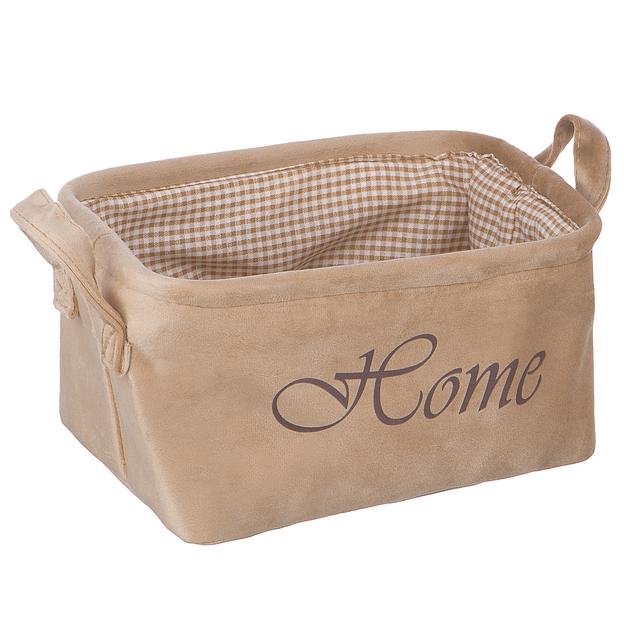 Корзина для хранения "Велюр", Д250 Ш190 В140, бежевый фото 1