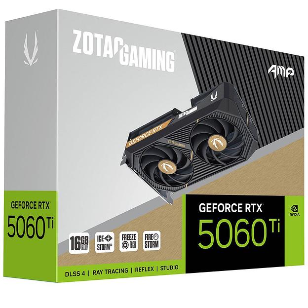 Видеокарта Zotac RTX5060Ti AMP 16GB GDDR7 128bit 3xDP HDMI 2FAN MEDIUM PACK фото 8