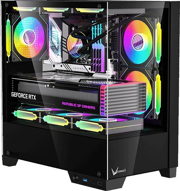 Корпус Formula Crystal Z1M Plus FR черный без БП mATX 5x120mm 2xUSB3.0 1xUSB3.1 audio bott PSU фото 4