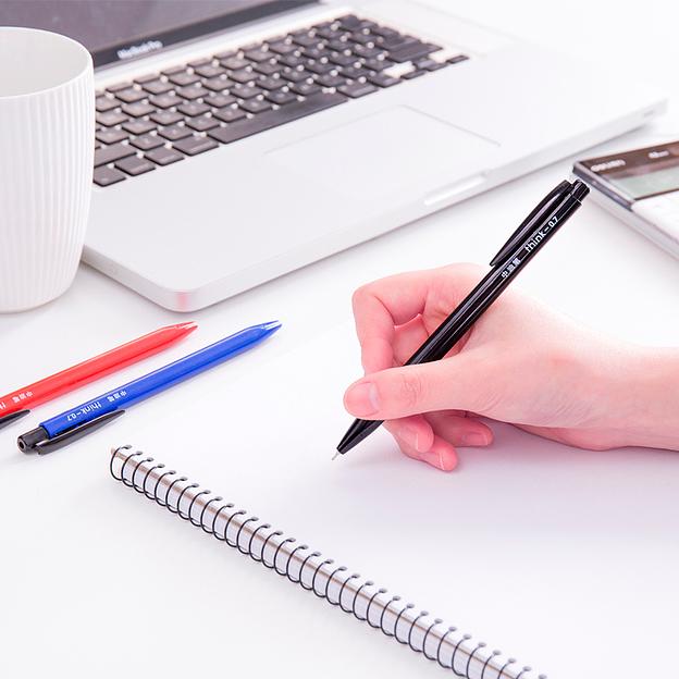 Ручка шариков. автоматическая Deli S310-BL синий син. черн. линия 0.7мм фото 4