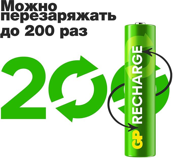 Аккумулятор GP RECHARGE AAA NiMH 400mAh (4шт) фото 9