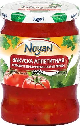 Закуска «Аппетитная» помидоры измельчённые с острым перцем Noyan 540 гр ОПТ фото 1