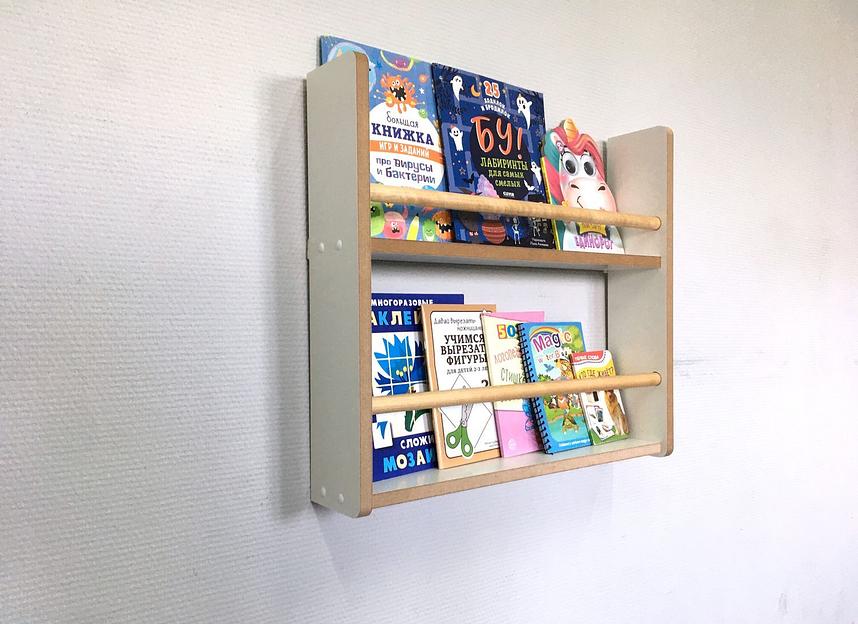 Настенная детская полка для книг Монтессори 50 см ОПТ фото 3