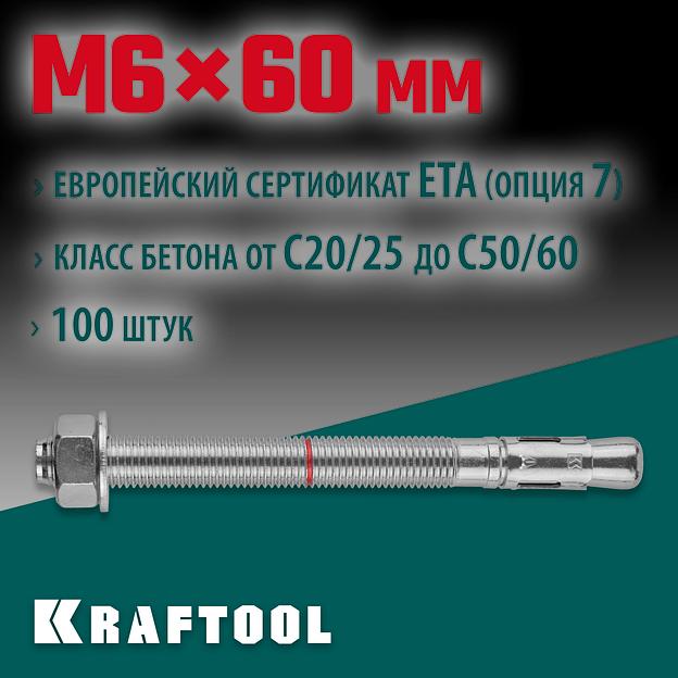 KRAFTOOL ETA Опция 7, М6 х 60, 100 шт, клиновой анкер (302184-06-060) фото 2