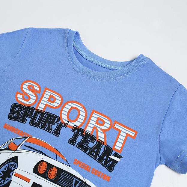 Комплект (футболка, шорты) для мальчика РиД «Машинка» рост 98-104 см голубой, синий ОПТ фото 4