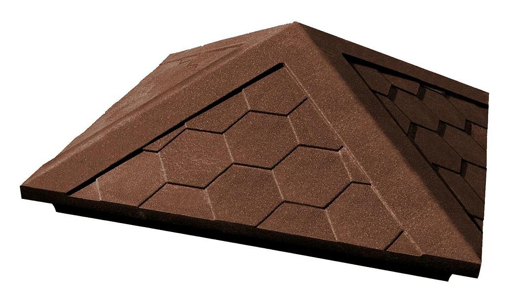 Колпак на заборный столб полимерно-песчаный 1,5 кирпича - коричневый фото 1