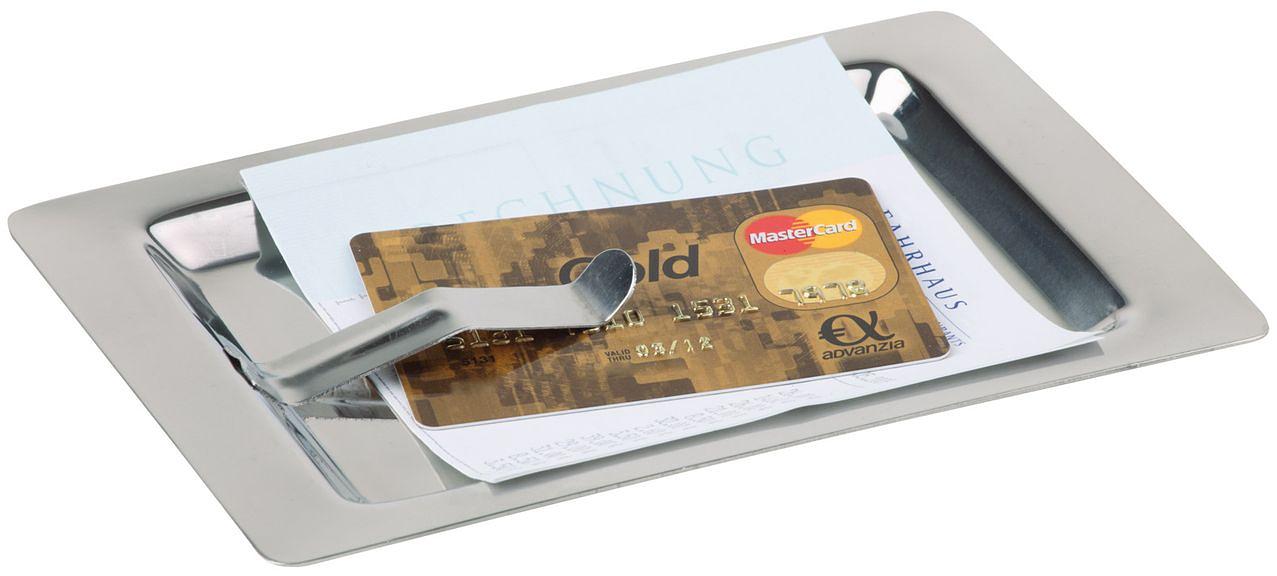 Подносик для денег 17*11 см. с зажимом нерж. APS /1/ фото 1