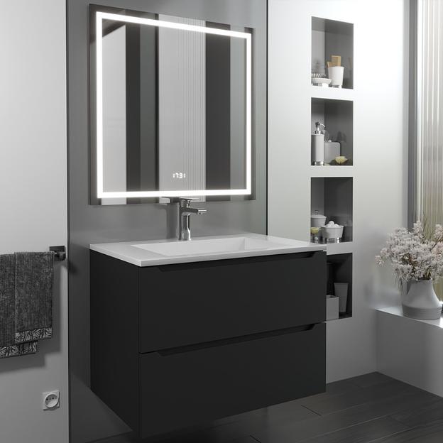 Тумба с раковиной для ванной Uperwood Tanos-Next 70 см, подвесная, черная матовая фото 1