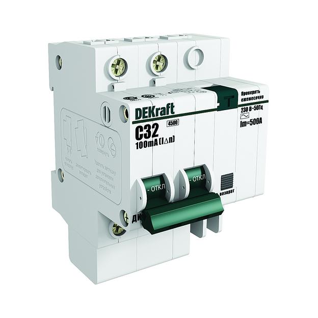 Дифференциальный автоматический выключатель DEKraft 15162DEK ДИФ-101 1+N C 50А 30мА AC AC фото 1