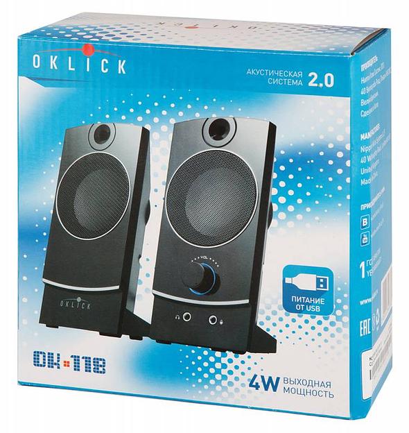 Колонки Оклик OK-118 2.0 черный 4Вт фото 4