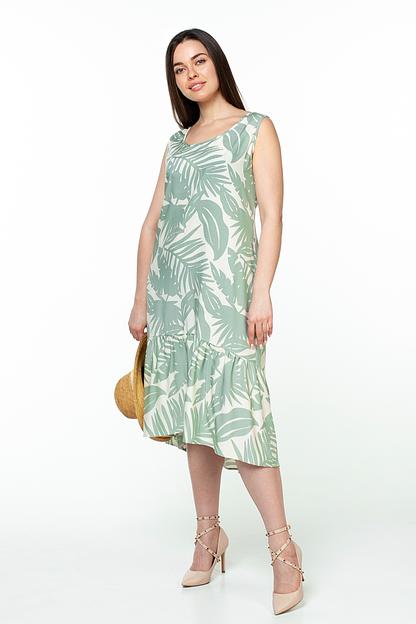 Платье штапель  6023/02/Молочный, оливковый  фото 3