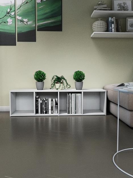 Стеллаж универсальный 4-секционный Wood&Stone «Малави» 320 белый 136×34.5×35.7 см фото 4