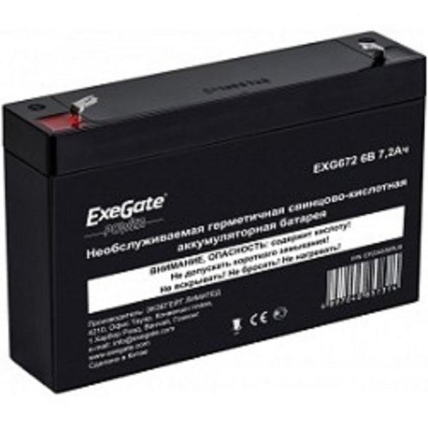 Exegate EP234536RUS Аккумуляторная батарея Exegate EXG672/GP 672, 6В 7.2Ач, клеммы F1 фото 1