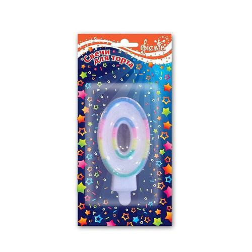 Свеча д/торта "Цифра 0" блестки /1/24/ фото 1