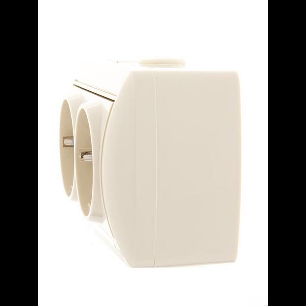 Розетка 2-м ОП Nata 16А IP20 с заземл. керамика крем. LEZARD 710-0300-127 фото 3